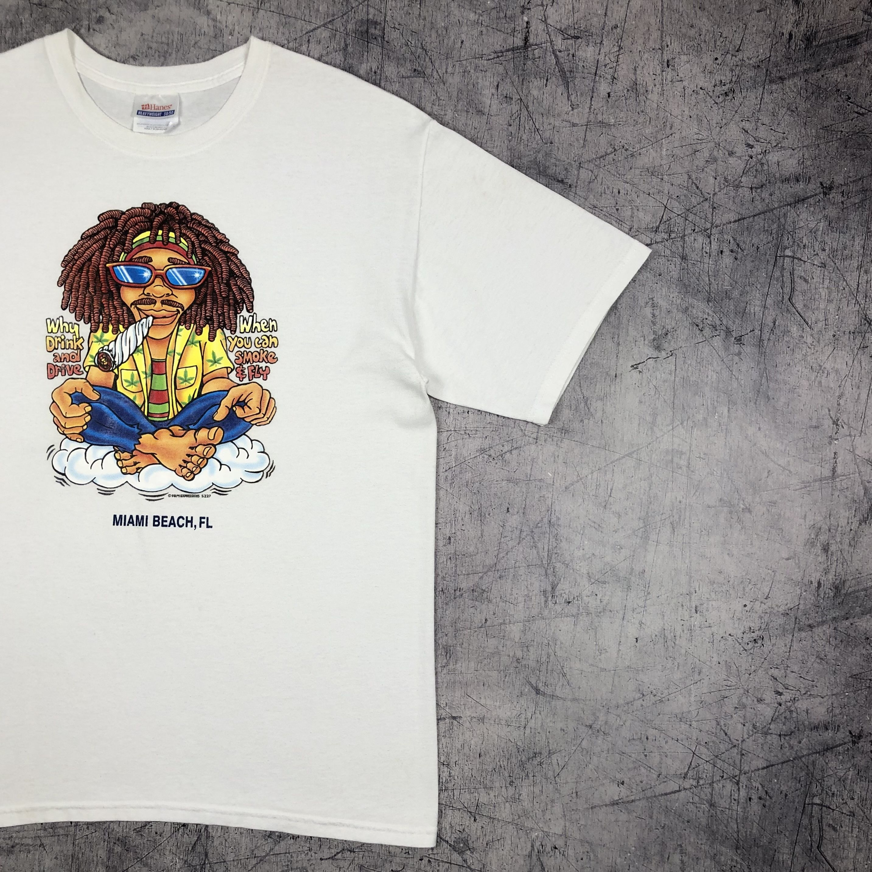Vintage Smoke Weed Rasta Miami Beach Florida USA Vintage Tee Size US M / EU 48-50 / 2 - 6 Thumbnail
