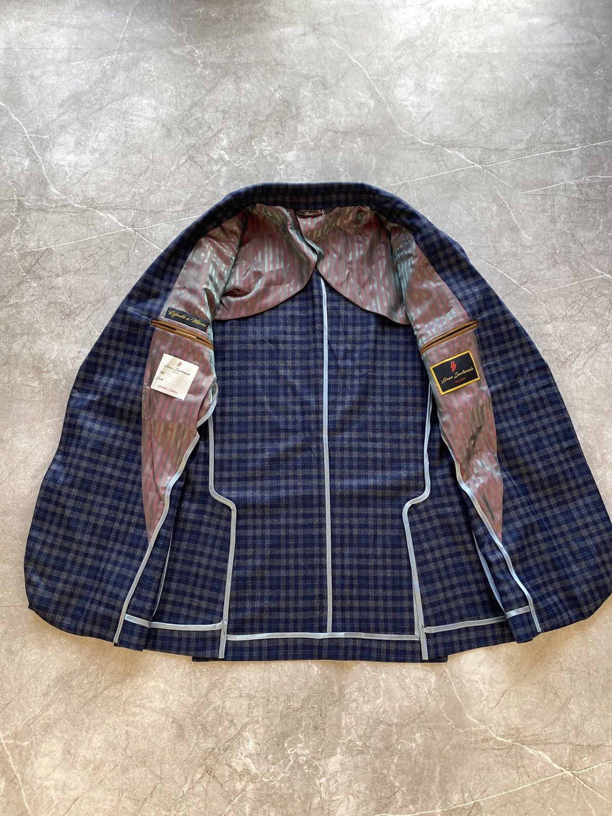 Designer Rare Linea Sartoriale Milano Check Thick Flannel Wool Blazer Size 52R - 12 Thumbnail