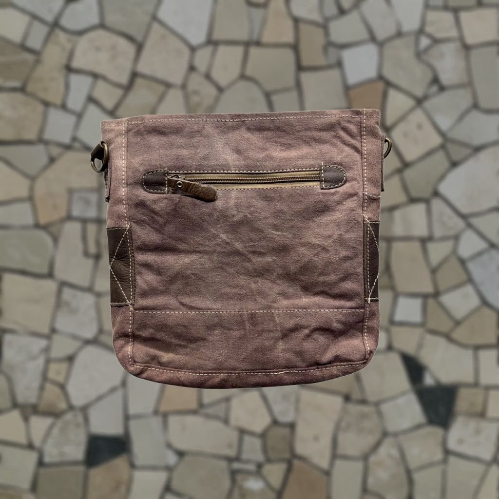 Vintage Myra Bag Shoulder Bag Women M Green Boho Mandala Canvas Leather Cowhide Accent Adjustable Strap Distressed 13x10x3 Vintage: No Size ONE SIZE - 1 Thumbnail