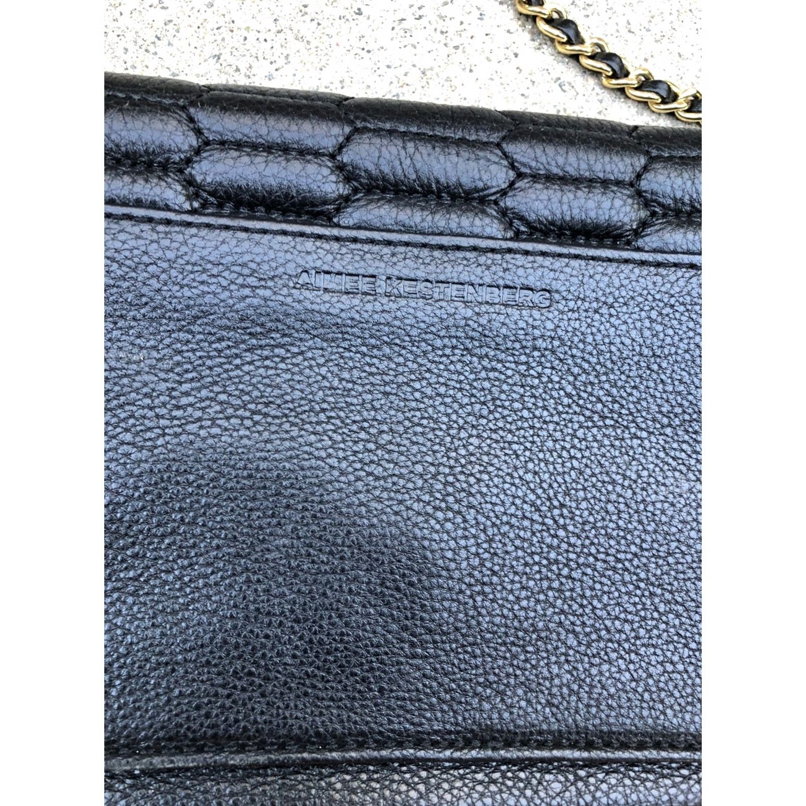Vintage Aimee Kestenberg Black Alexis II Chain Crossbody Bag Purse Women's Leather Quilt Small | Designer Crossbody Bag Mens? Size ONE SIZE - 7 Thumbnail