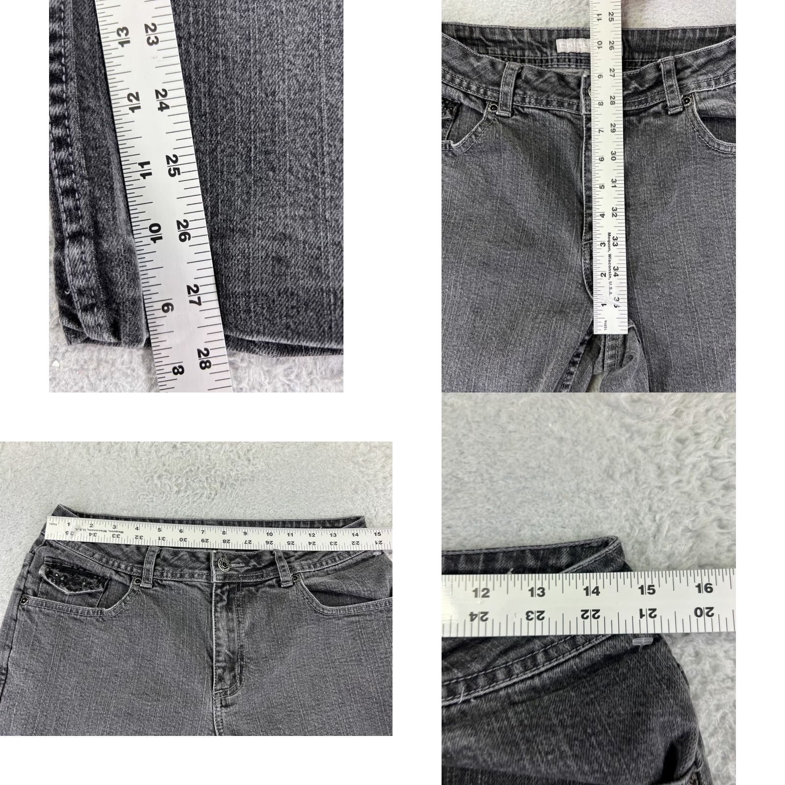 Vintage VINTAGE Chico's Jeans Womens Bootcut Denim Cotton Blend 27x28 Size 1 Black 5-Pocket Design Regular Womens Size 25" / US 0 / IT 36 - 8 Thumbnail