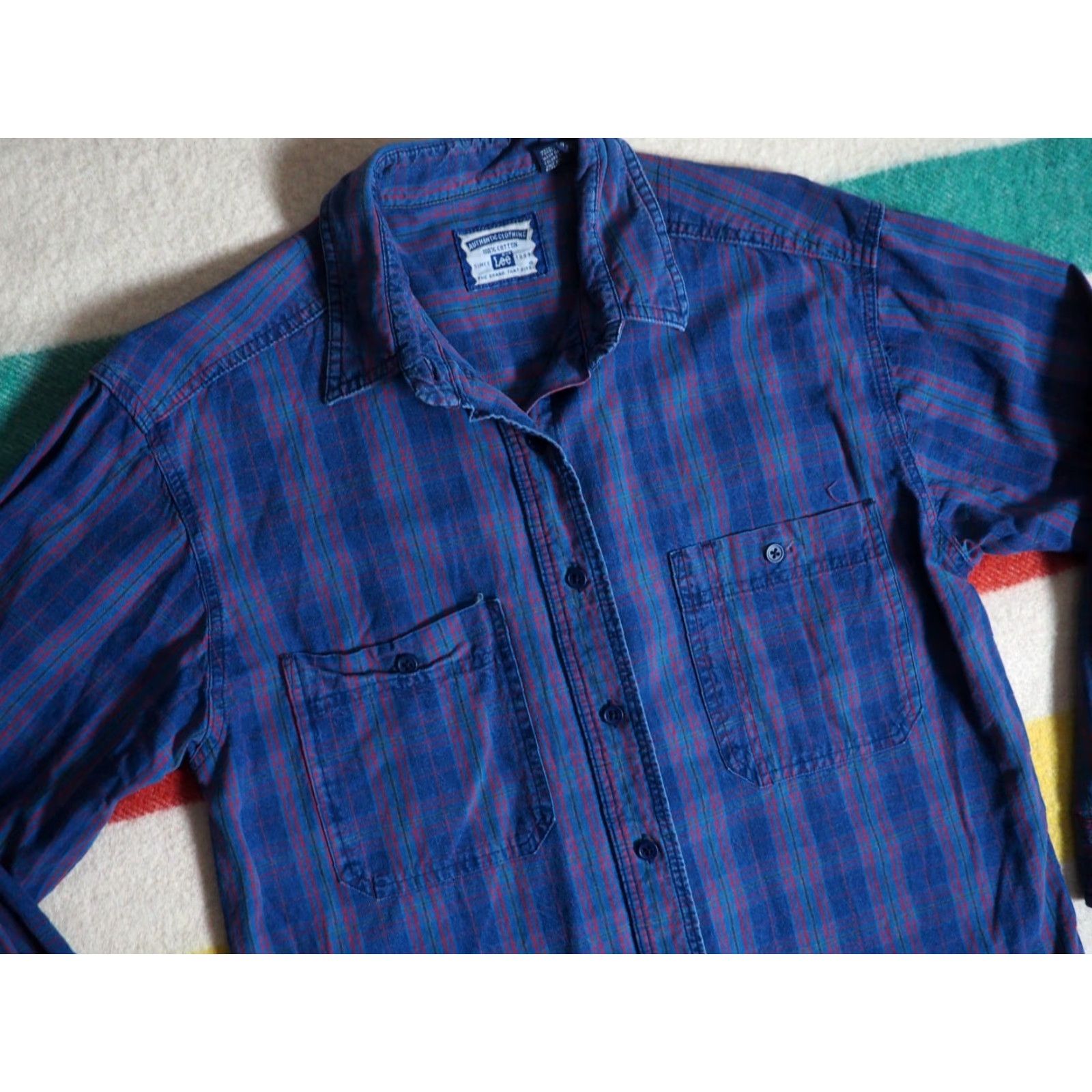 Lee VINTAGE Lee USA Made Blue Plaid Cotton Pocket Printed Flannel Shirt Mens S Size US S / EU 44-46 / 1 - 4 Thumbnail