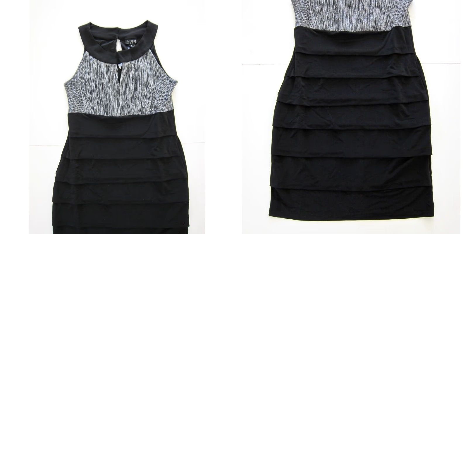 Vintage VINTAGE En Focus studio Black Silver Sleeveless High Neck Stretch Pencil Sheath Dress 8 Size M / US 6-8 / IT 42-44 - 8 Thumbnail