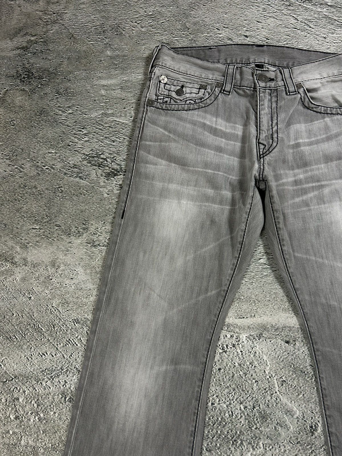True Religion True Religion jeans grey black thick stitching Ricky Size US 33 - 8 Thumbnail