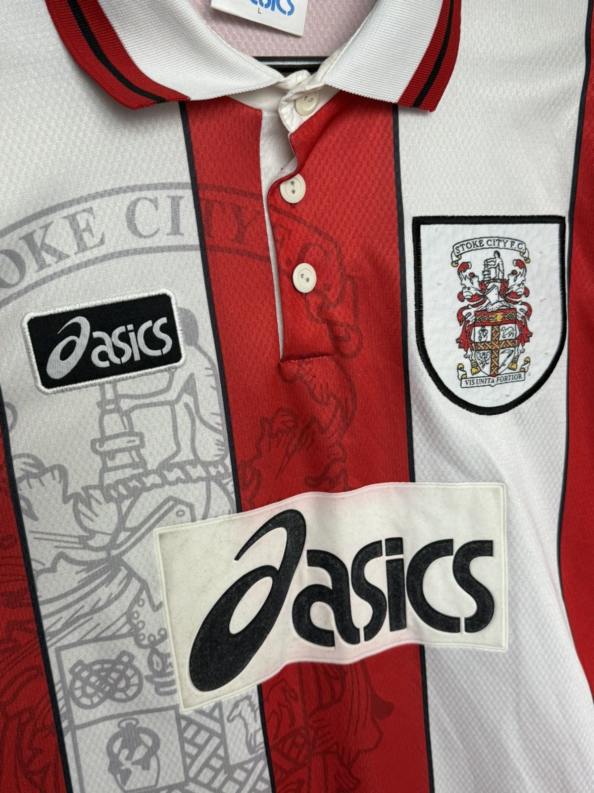 Asics Stoke City 96/97 Home Football Jersey Size US L / EU 52-54 / 3 - 3 Thumbnail