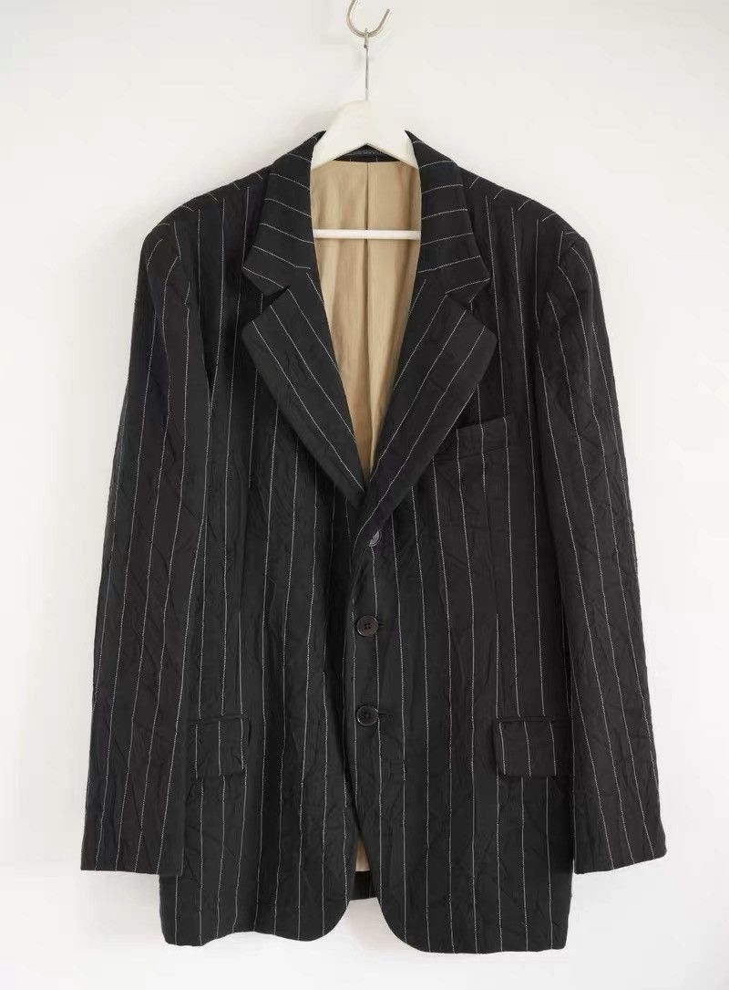 Yohji Yamamoto Yohji Yamamoto 11AW Crow Stripe Pleated Blazer Size 38S - 1 Thumbnail