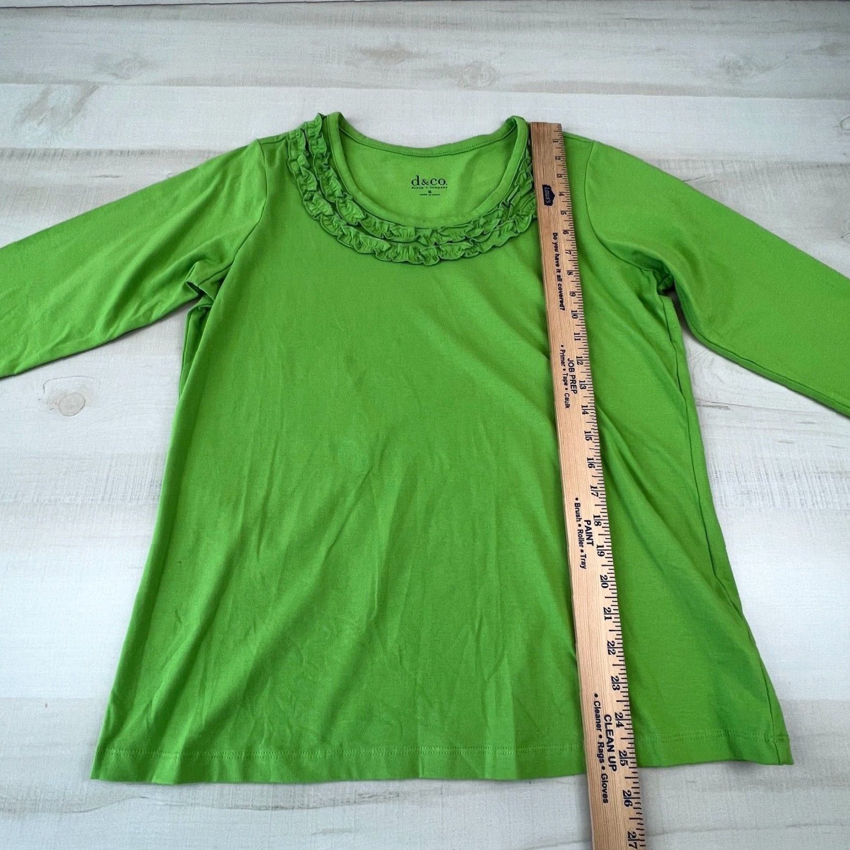 CO Denim + Company Womens Small Green Ruffle Neck 3/4 Sleeve Casual Knit Top Size S / US 4 / IT 40 - 5 Thumbnail