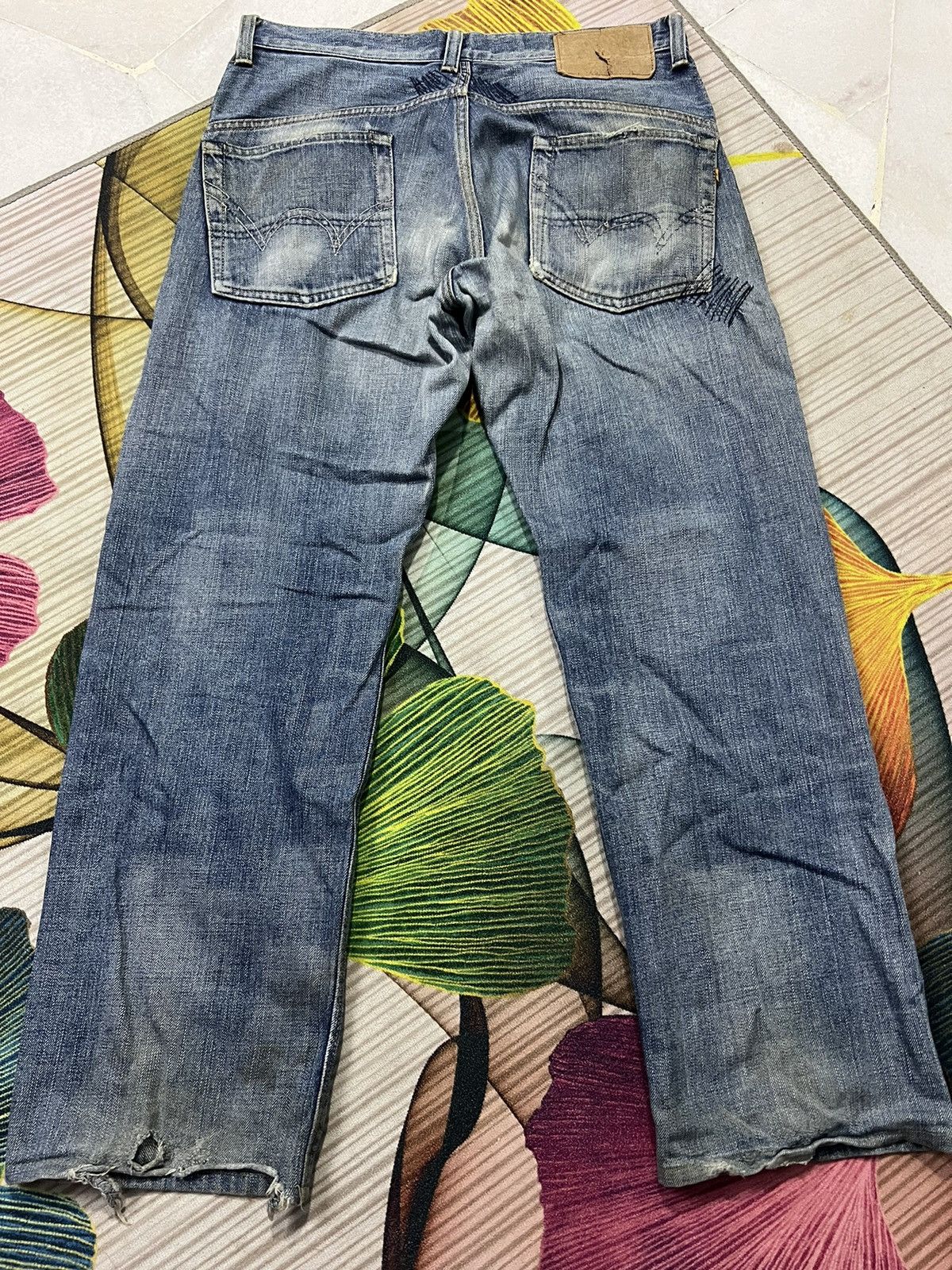 Edwin × Japanese Brand VINTAGE EDWIN HALF SELVEDGE DISTRESSED JEANS Size US 34 / EU 50 - 9 Thumbnail