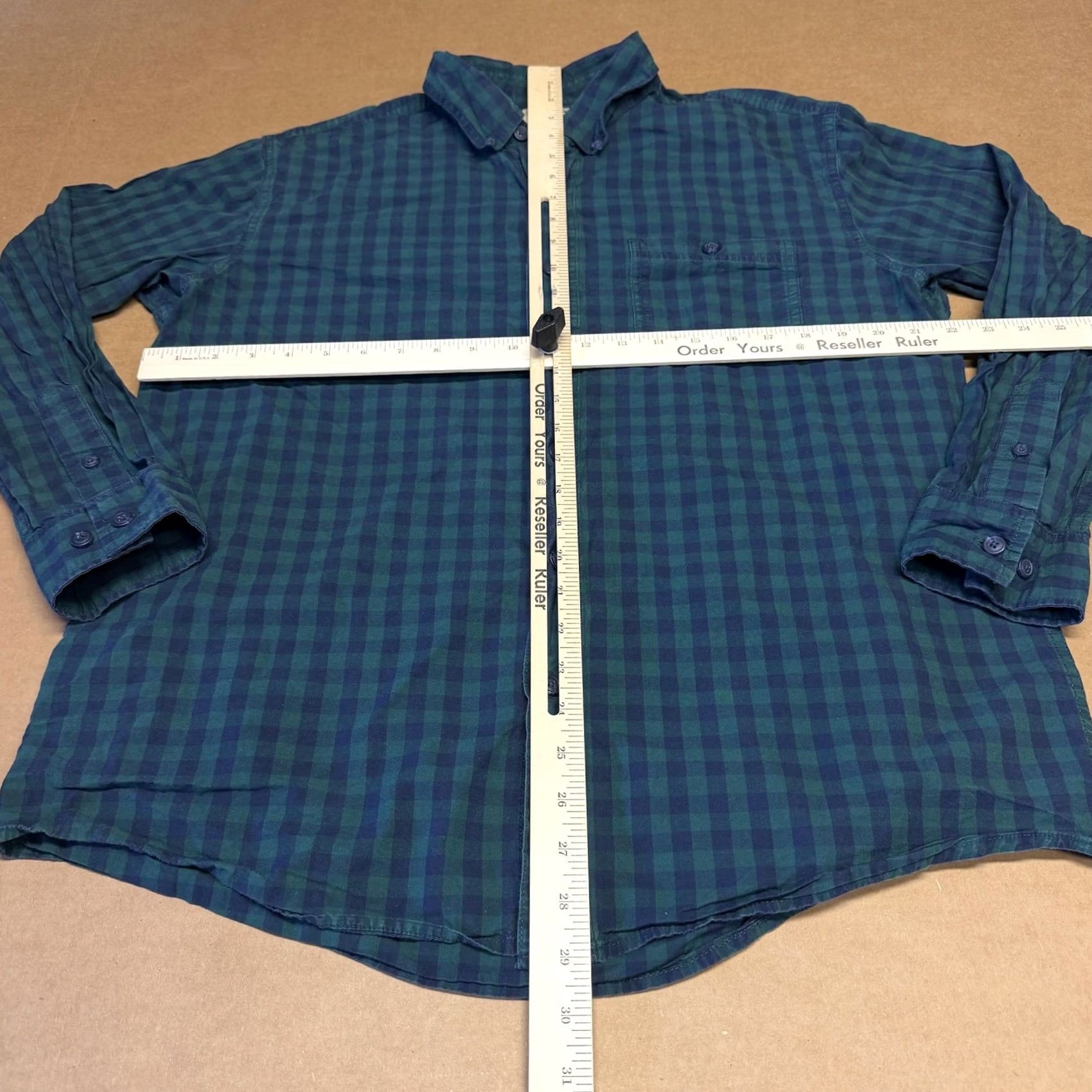 The Mountain Blue Mountain Shirt Mens Large Green Blue Check Plaid Button Up Long Sleeve Size US L / EU 52-54 / 3 - 5 Thumbnail