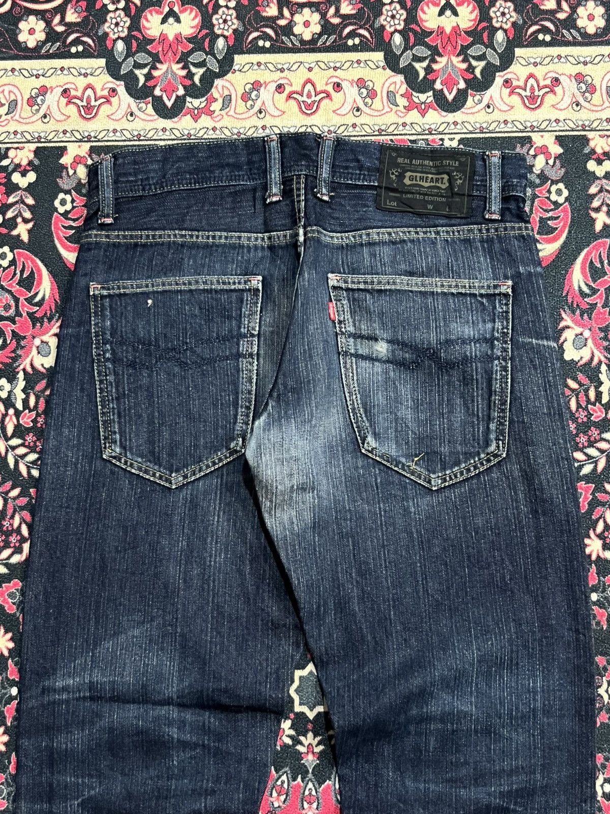 Le Grande Bleu (L.G.B.) Vintage Japanese Brand GL Heart Dark Blue Wash Straight Jean Size US 31 - 6 Thumbnail