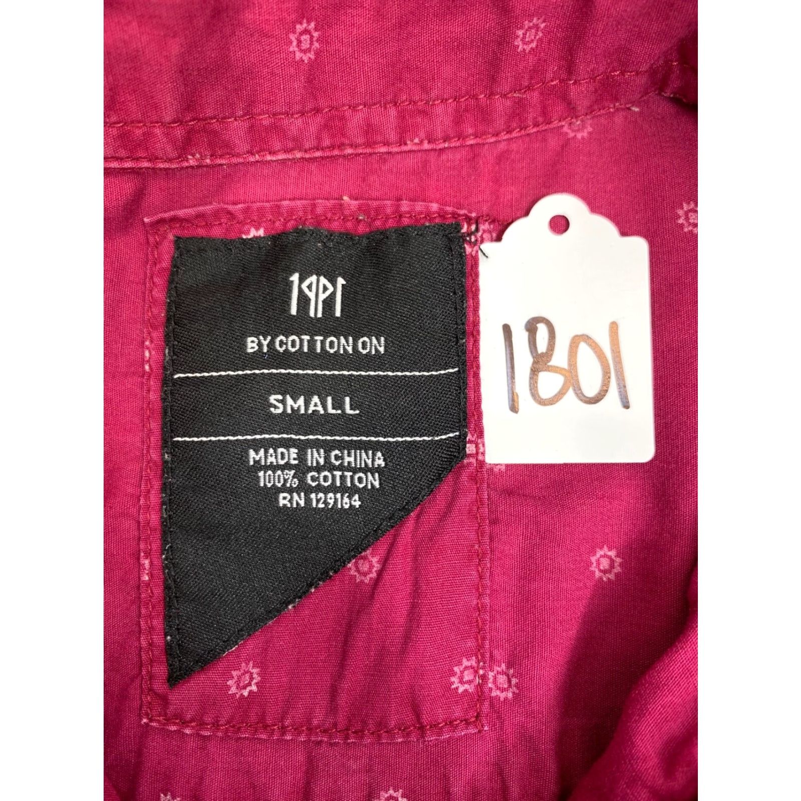 Cotton On Cotton On 1991 Button-Down Shirt Mens Short Sleeve Pocket Red Size S Size US S / EU 44-46 / 1 - 3 Thumbnail