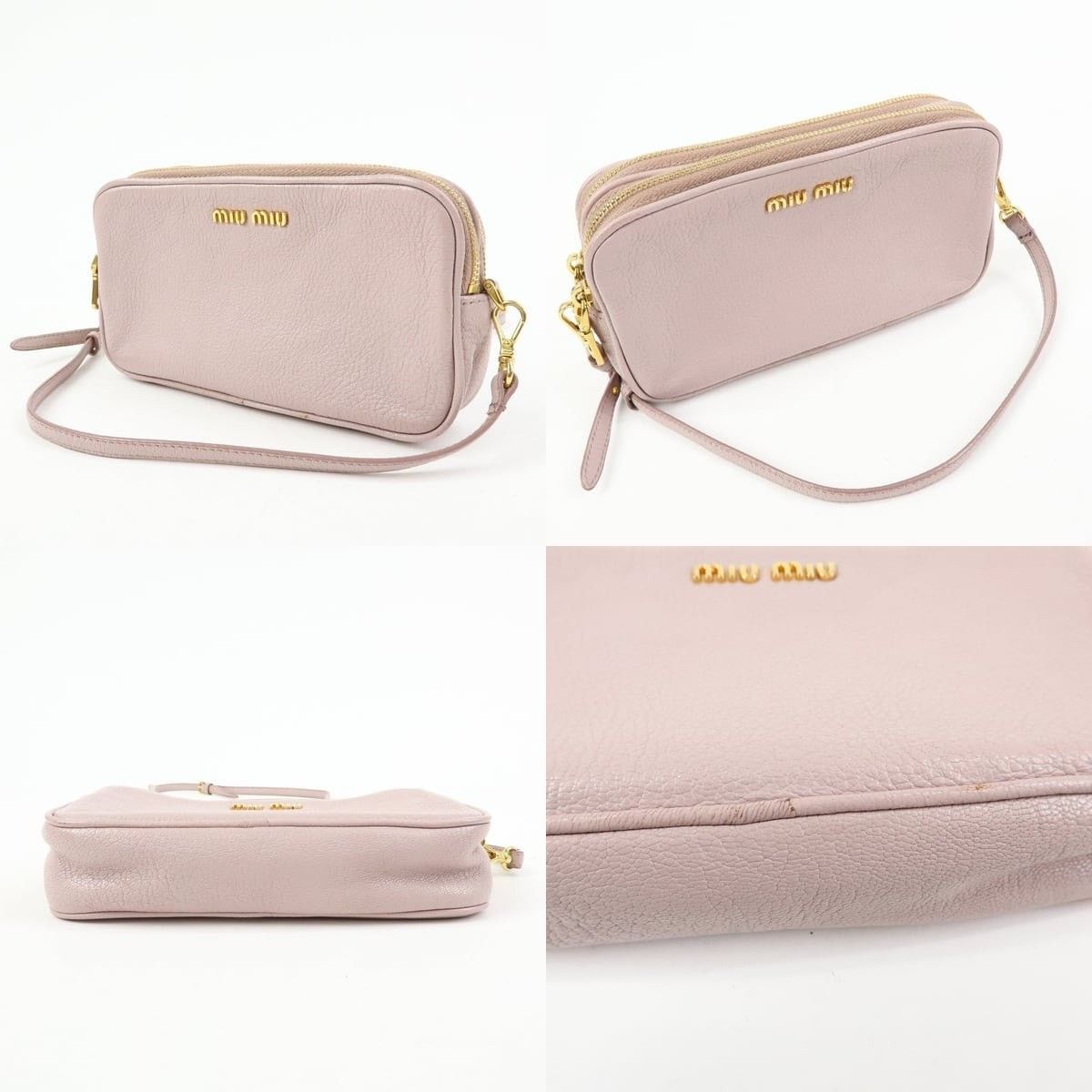 Miu Miu Miu Miu Logo Madras Leather Crossbody Bag Pink Size ONE SIZE - 3 Thumbnail