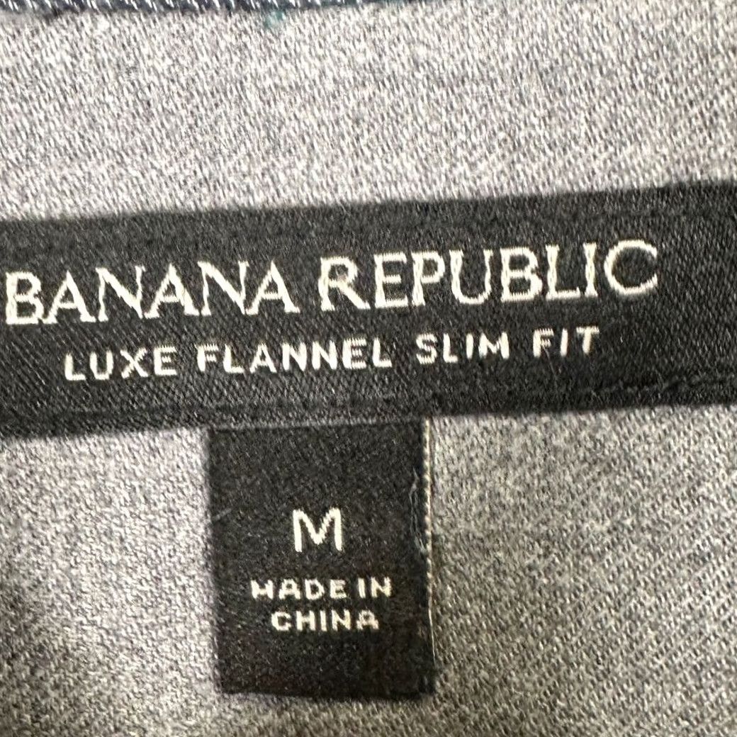 Banana Republic Banana Republic Luxe Flannel Shirt Mens Medium Grey Teal Plaid Slim Button Down Size US M / EU 48-50 / 2 - 5 Thumbnail
