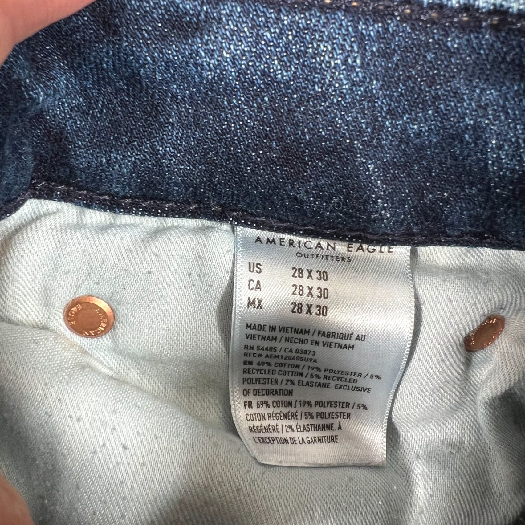 Vintage American Eagle Jeans Mens 28x30 Airflex Athletic Skinny Jeans Stretch Denim Blue Size US 28 / EU 44 - 7 Thumbnail