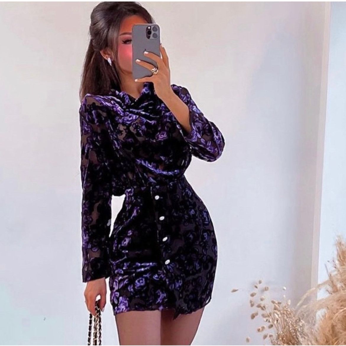 Zara ZARA BLOGGER FAVORITE VELVET TRIM DRESS PURPLE Size XS / US 0-2 / IT 36-38 - 1 Thumbnail