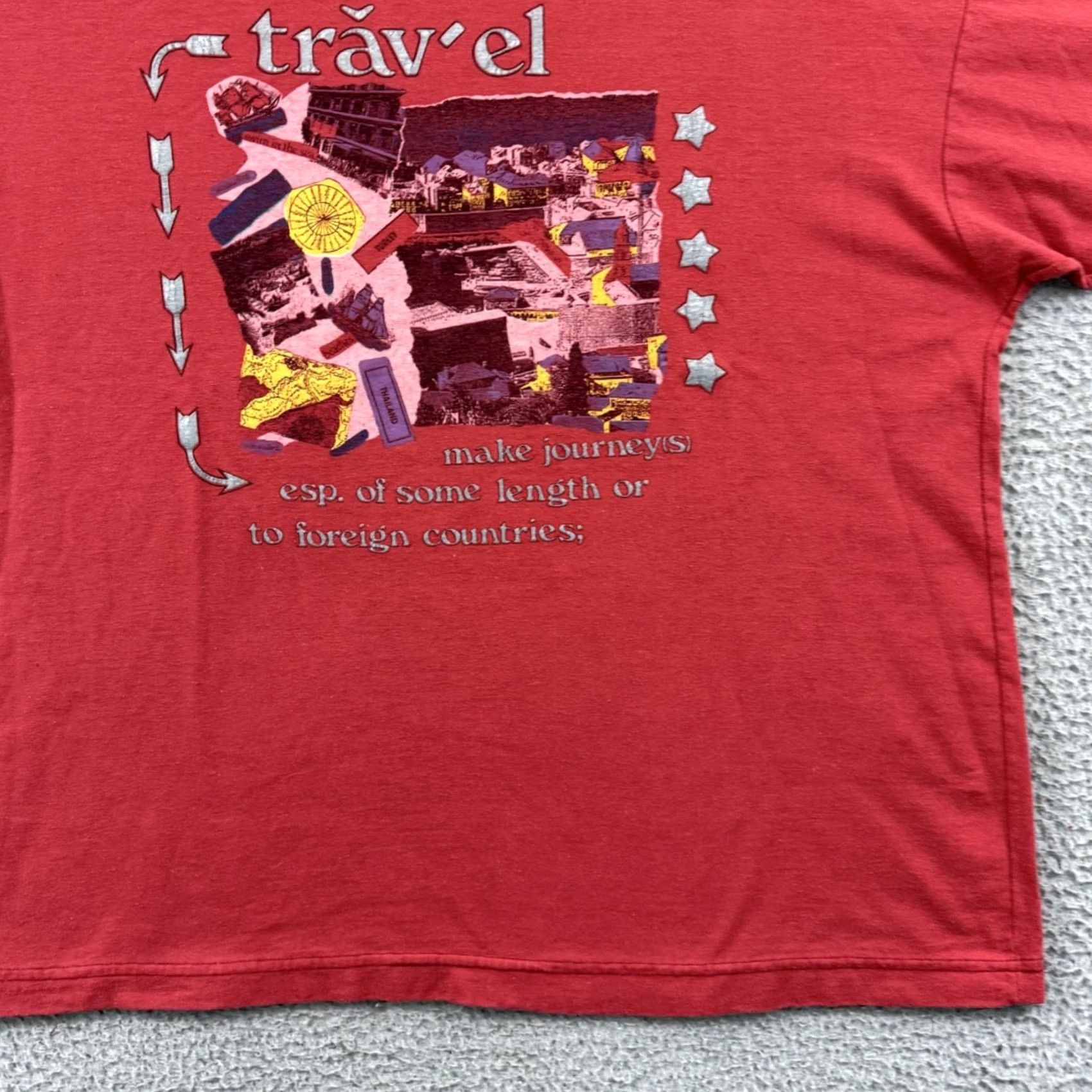 Jerzees VINTAGE Jerzees Travel T-Shirt Men XL Blue 90s Graphic Print Short Sleeve Crew Neck Size US L / EU 52-54 / 3 - 2 Thumbnail