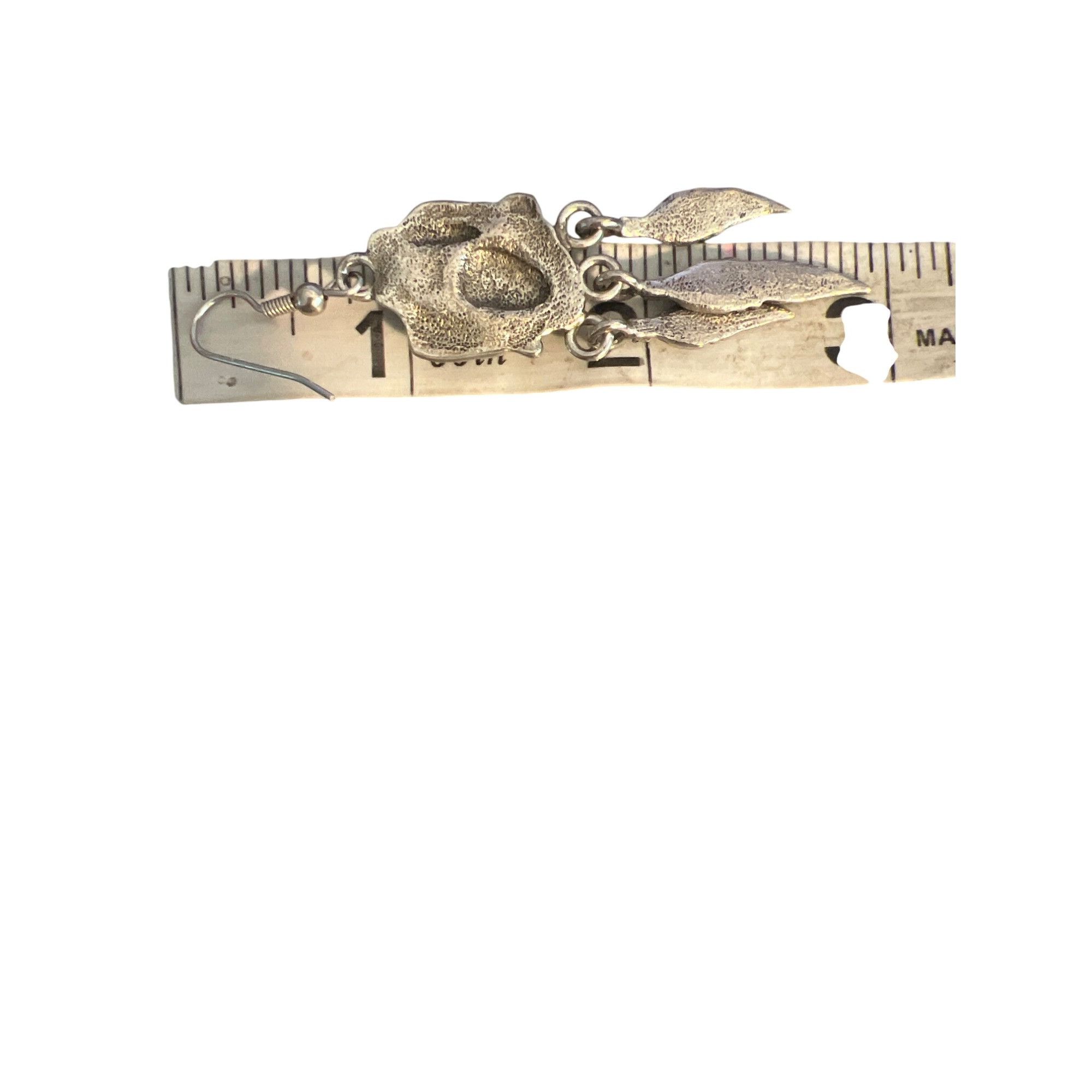 Other Vintage Silver Tone Dangle Earrings Cream Enamel Feather Dan Size ONE SIZE - 5 Thumbnail