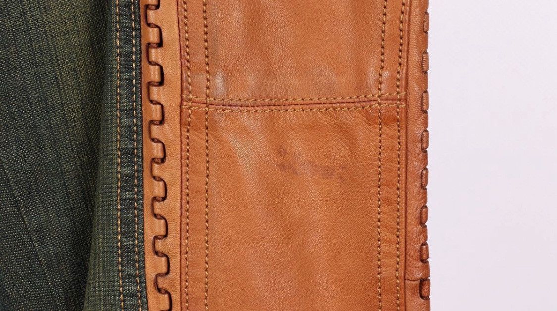 Dior Christian Dior Galliano Leather Panel Design Denim Pants Size 28" / US 6 / IT 42 - 3 Thumbnail