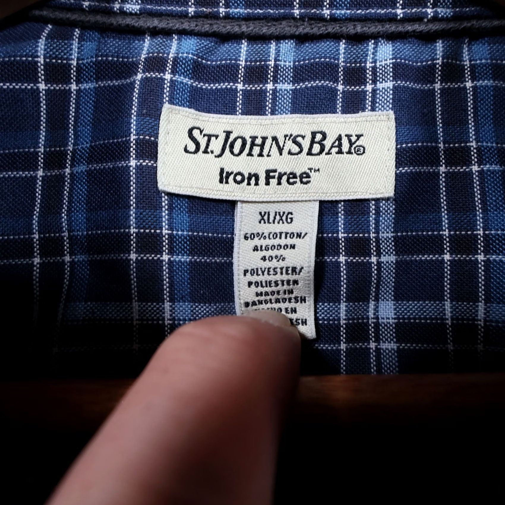 Vintage St. John's Bay Shirt Mens XL Blue Plaid Long Sleeve Button Up Iron Free Size US XL / EU 56 / 4 - 7 Thumbnail