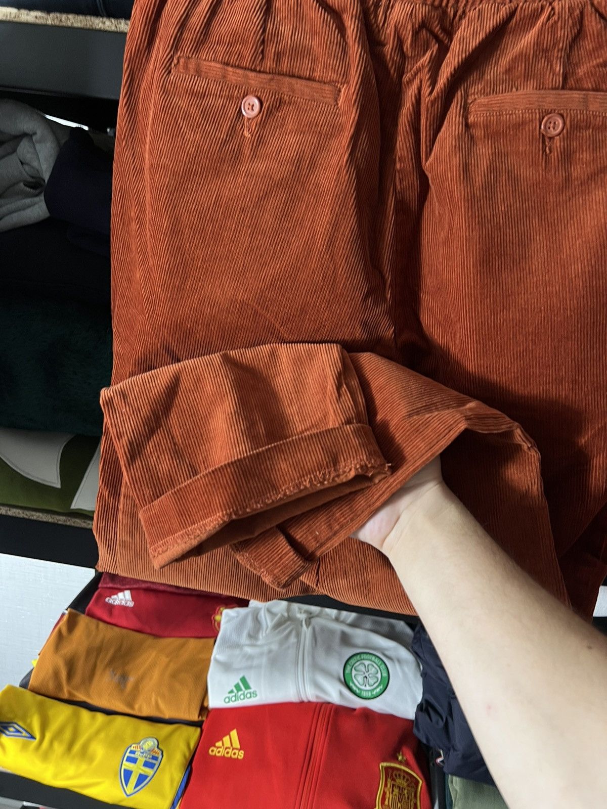 Folk 🍑 Folk Corduroy Chino Pants — Rust Orange — Size 5 (≈ W34) Size US 34 / EU 50 - 7 Thumbnail