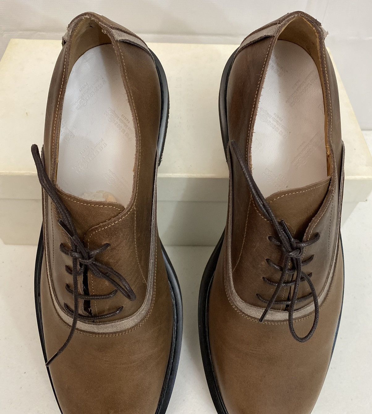 Maison Margiela Maison Margiela 22 🇮🇹 Brown Leather Suede Trim Oxfords 12 New Size US 12 / EU 45 - 14 Thumbnail