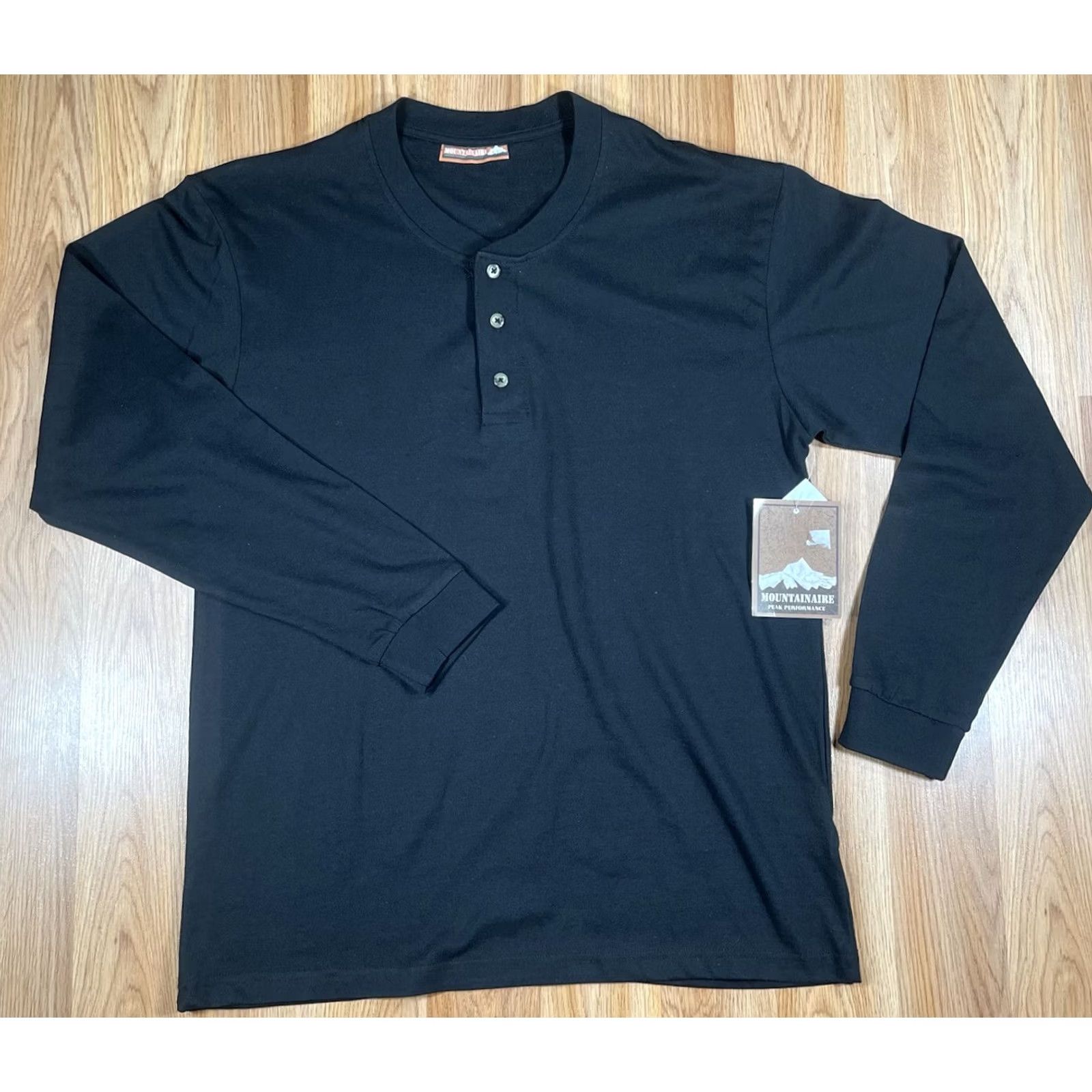 Vintage VINTAGE Mountainaire Henley Shirt Mens XL Extra Large Black Long Sleeve Cotton Blend NWT Size US XL / EU 56 / 4 - 2 Thumbnail