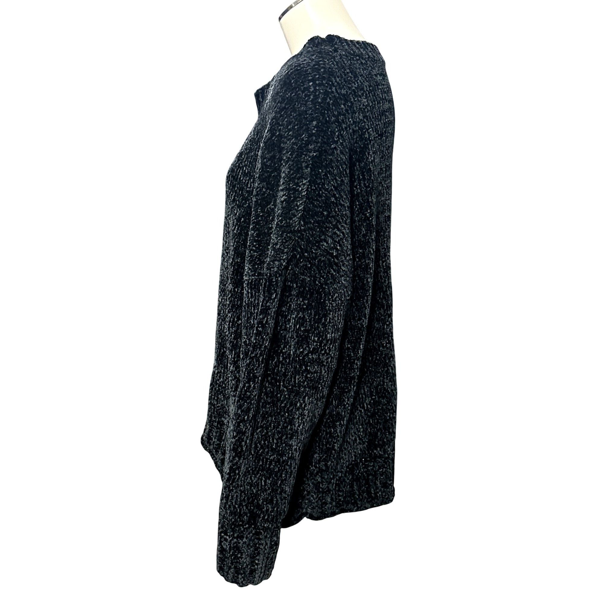 Seven 7 Seven7 Black Chenille Knit Sweater Soft Plush Crewneck Long Size XL / US 12-14 / IT 48-50 - 2 Thumbnail