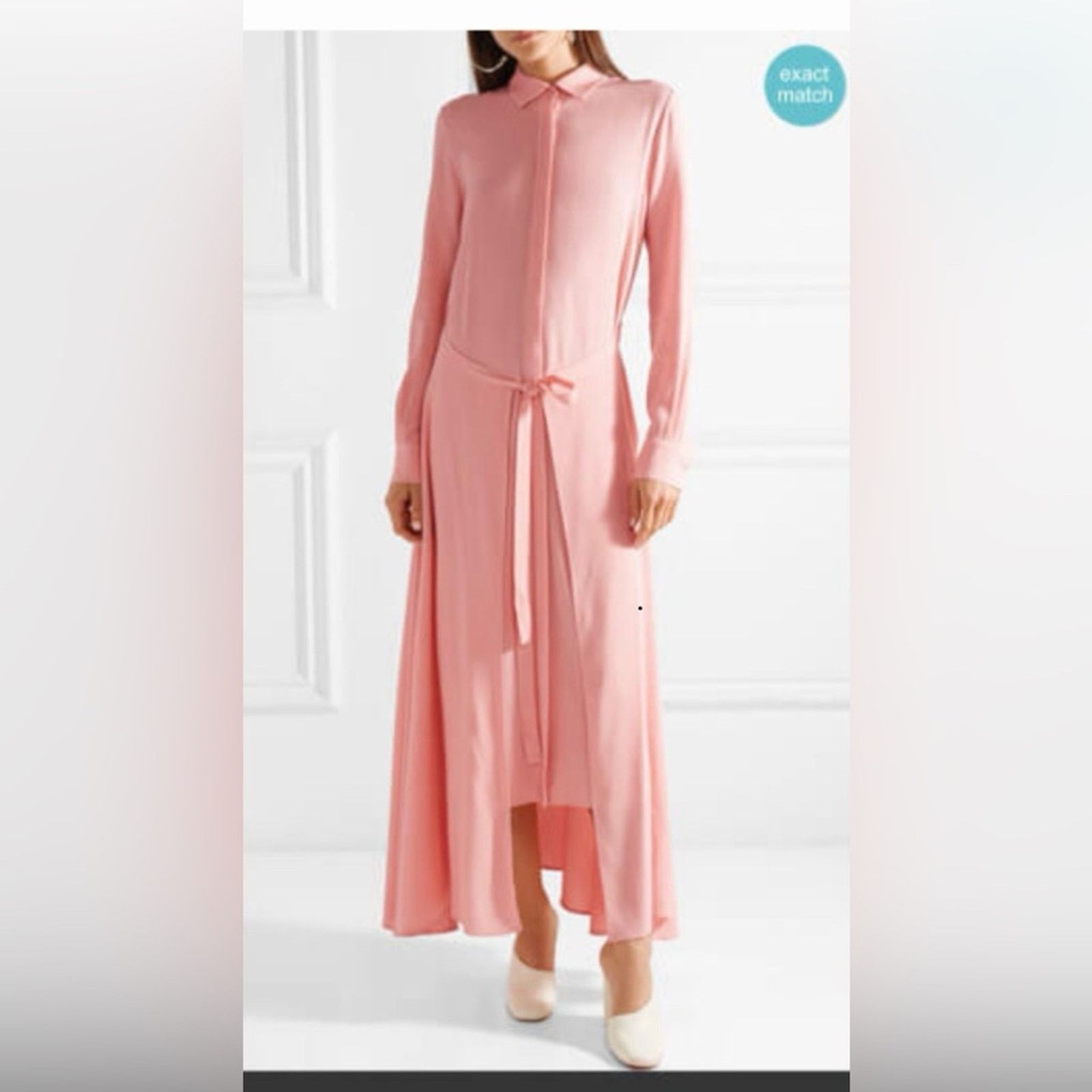 Rosetta Getty crepe Pink Long Sleeve wrap shirt Dress size 6