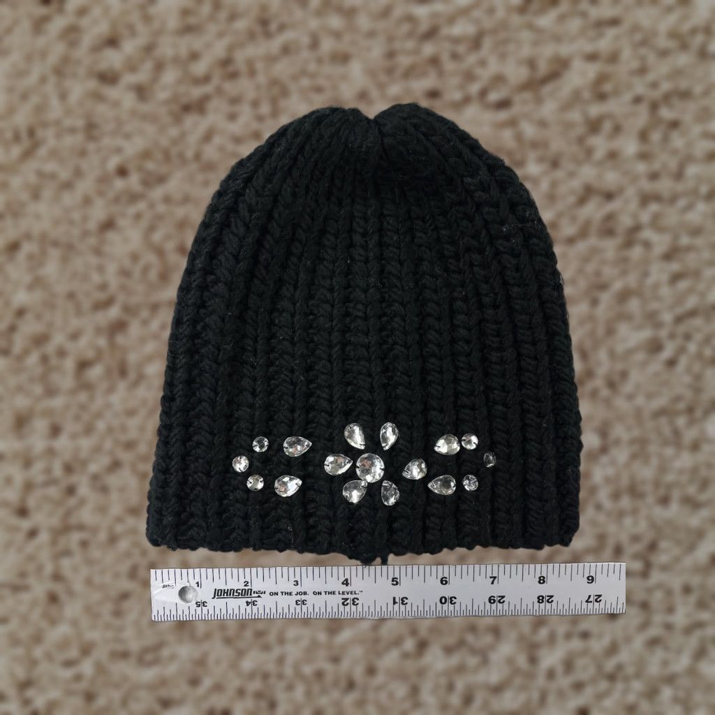 Vintage VINTAGE Accessory Depot Beanie Toque Womens Fall Winter Knit Black Casual Travel Ski Adjustable One Size Size ONE SIZE - 1 Thumbnail
