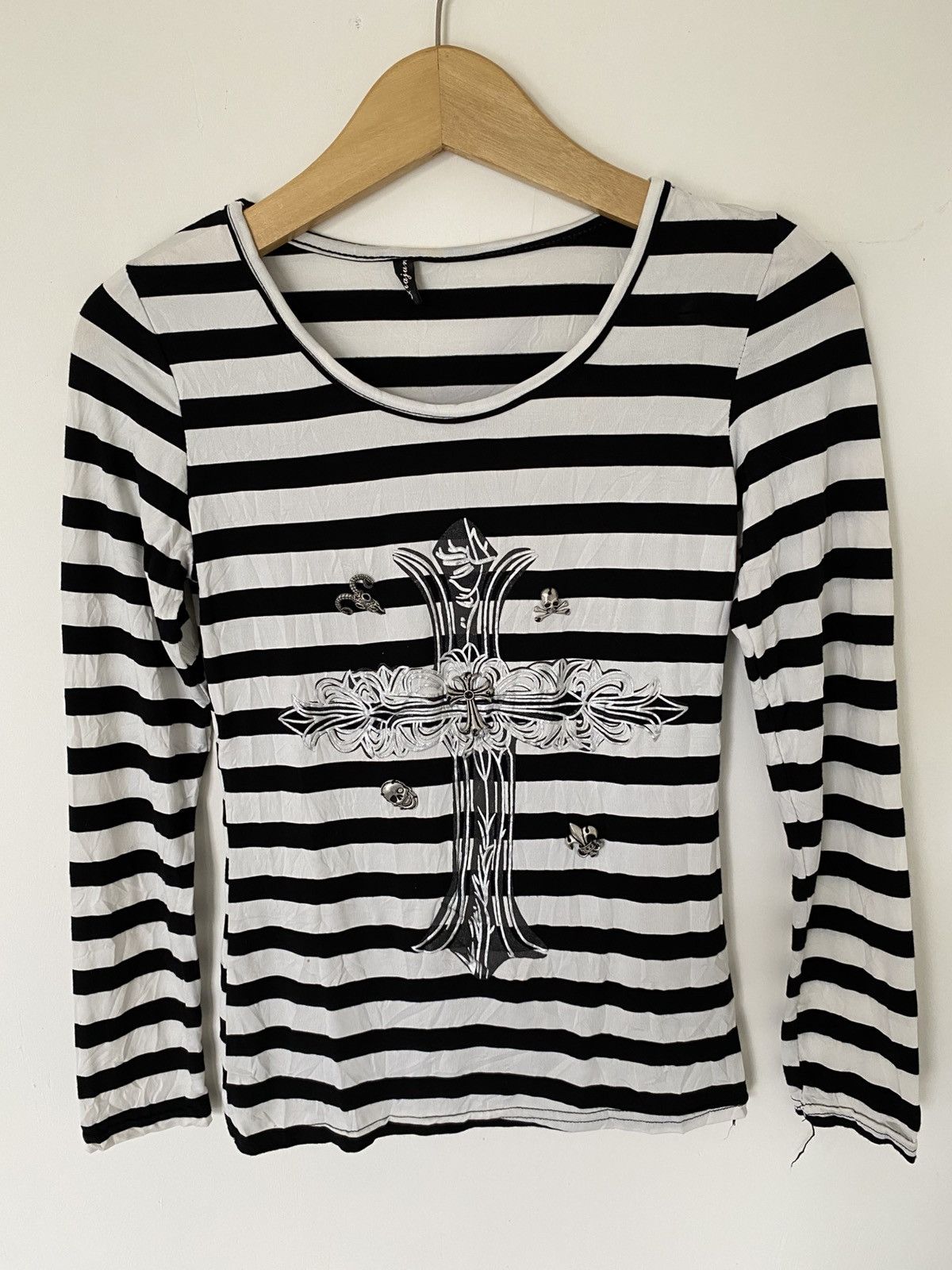 Le Grande Bleu (L.G.B.) Y2k grunge style longgsleeve skull shirt Size XS / US 0-2 / IT 36-38 - 2 Thumbnail