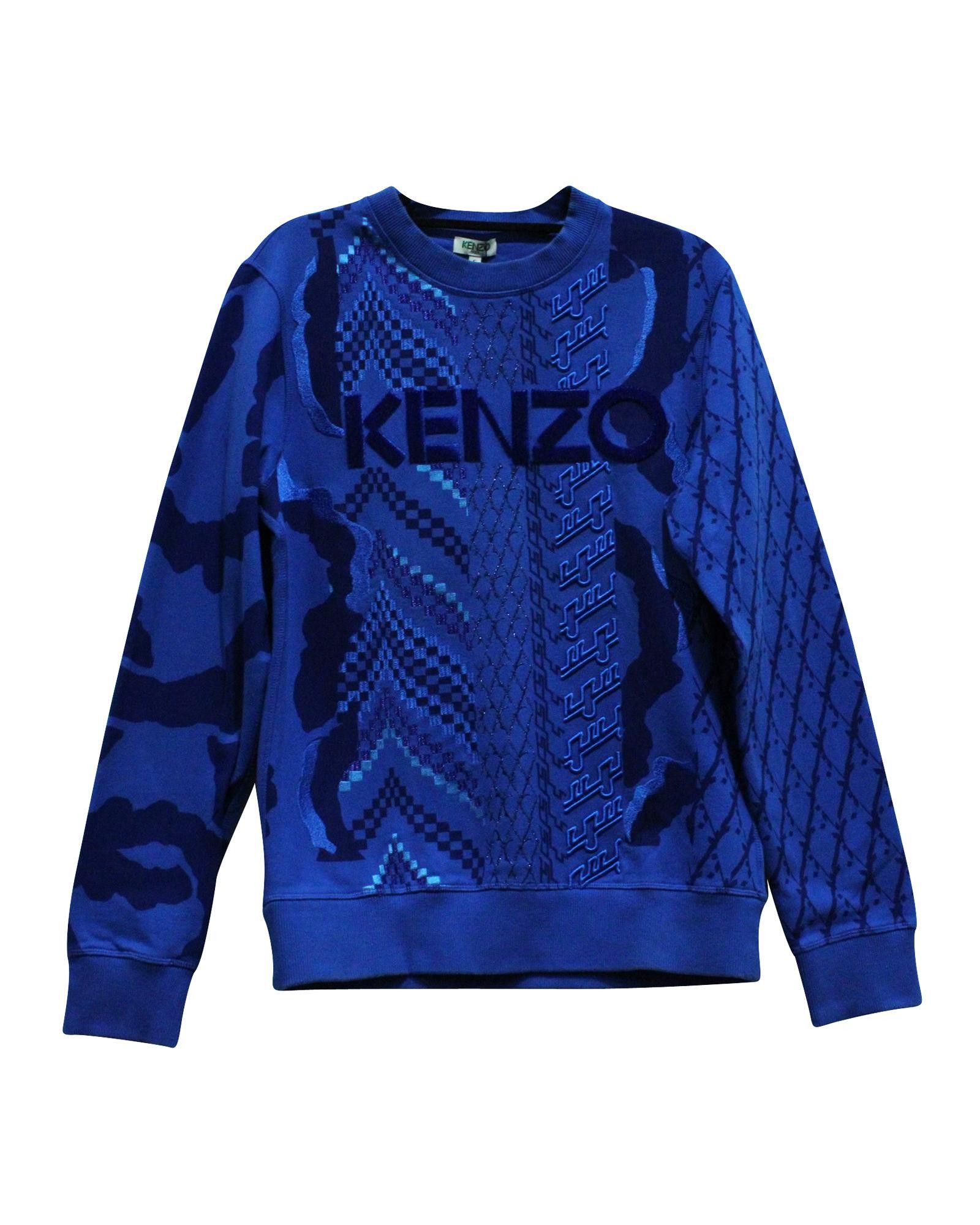 image of Blue Jacquard Logo Sweatshirt By Kenzo, Men's (Size Small)