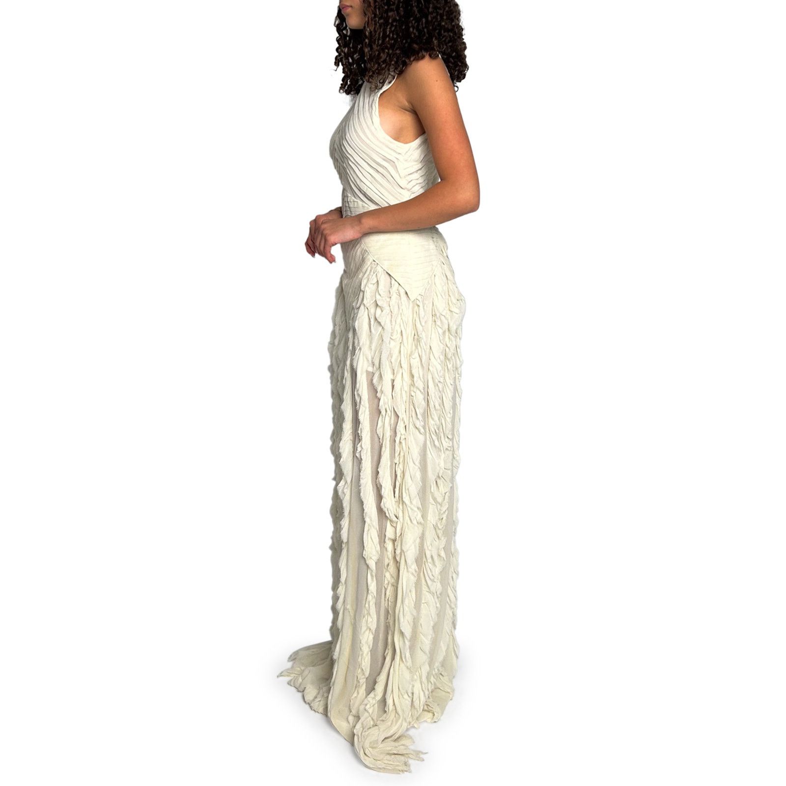 Flannel White Maxi Dress Size L / US 10 / IT 46 - 2 Thumbnail