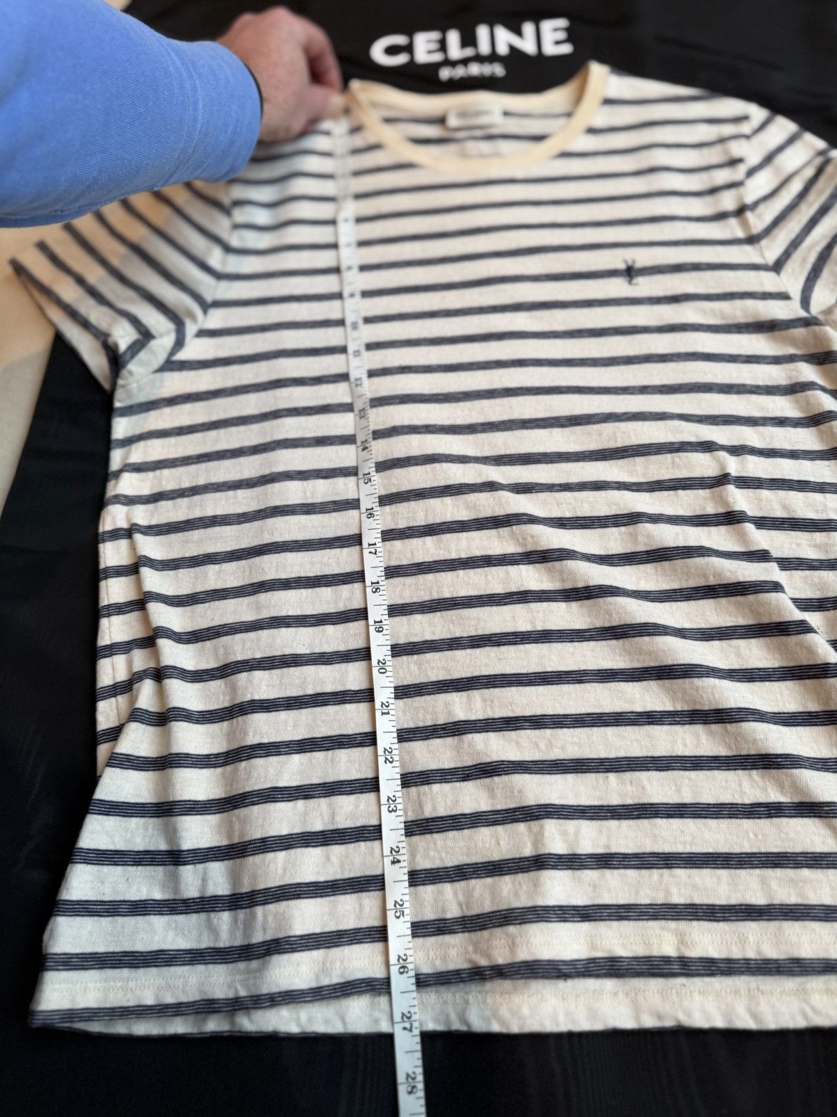 Saint Laurent Paris $620 Saint Laurent STRIPED CASSANDRE T-SHIRT IN JERSEY Size US L / EU 52-54 / 3 - 11 Thumbnail