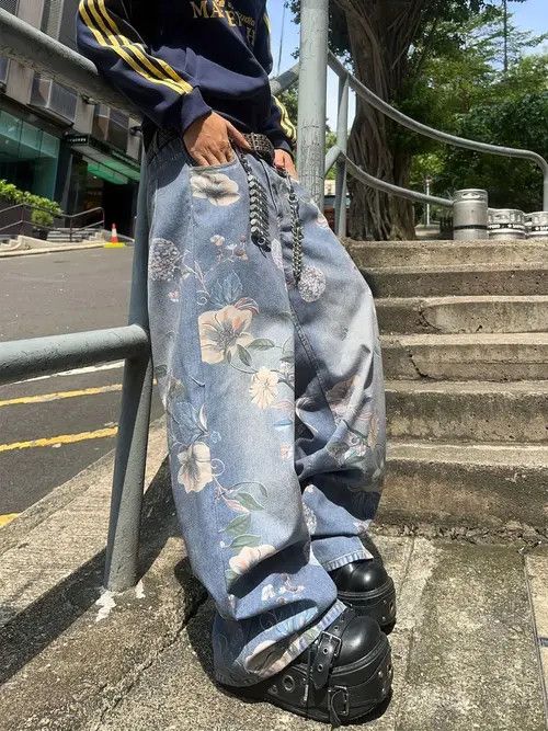 Jean Amamiya x Izumi Vintage Floral Wide-Leg Jeans Size US 32 / EU 48 - 5 Thumbnail