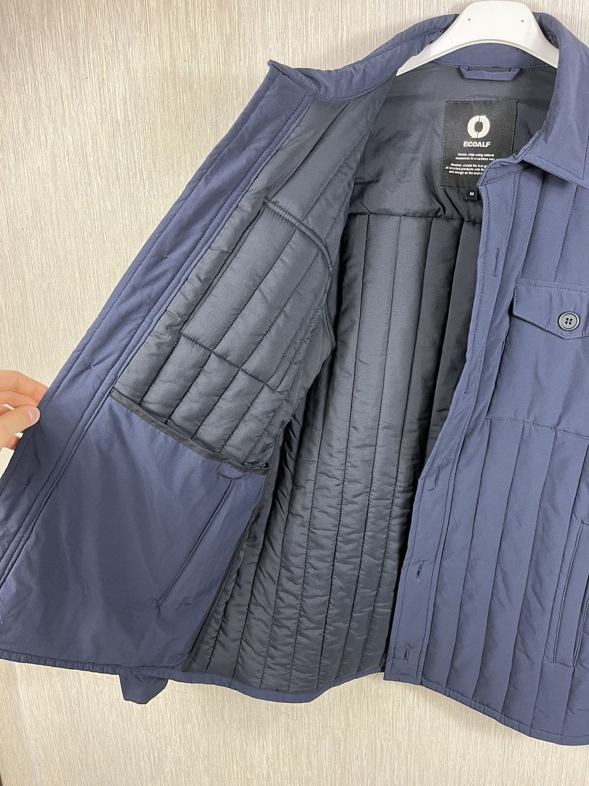 Designer × ECOALF Ecoalf light down jacket button navy puffer recycled nylon Size US M / EU 48-50 / 2 - 14 Thumbnail