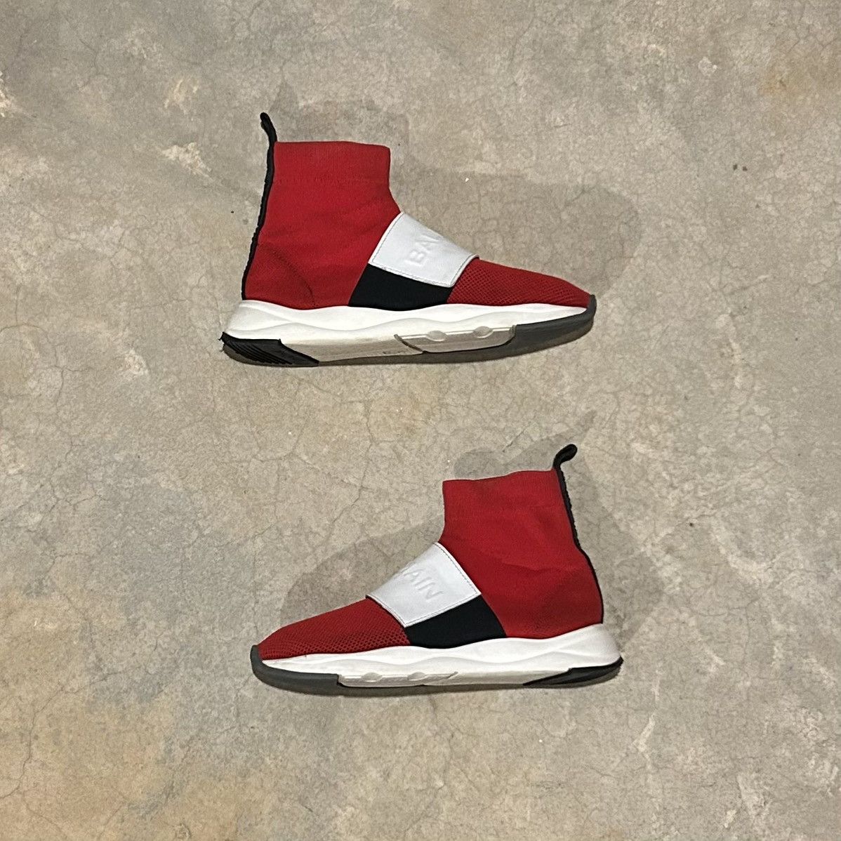 Balmain × Designer Balmain Cameron Stretch Knit Sock Runner Sneaker Red US 7 Size US 7 / EU 40 - 3 Thumbnail