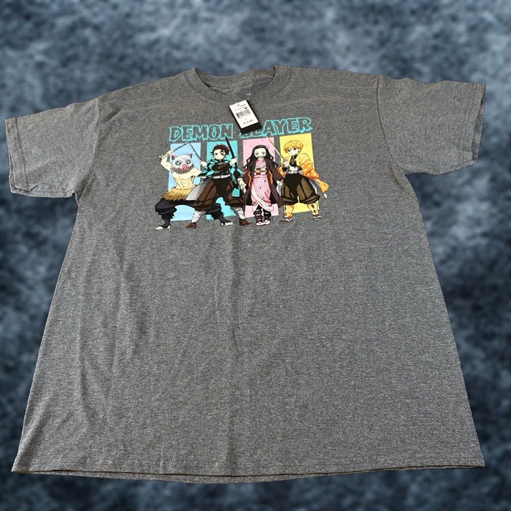 Vintage Demon Slayer Anime Graphic Crew Neck Short Sleeve T-Shirt Gray Mens L NWT Size US L / EU 52-54 / 3 - 1 Thumbnail