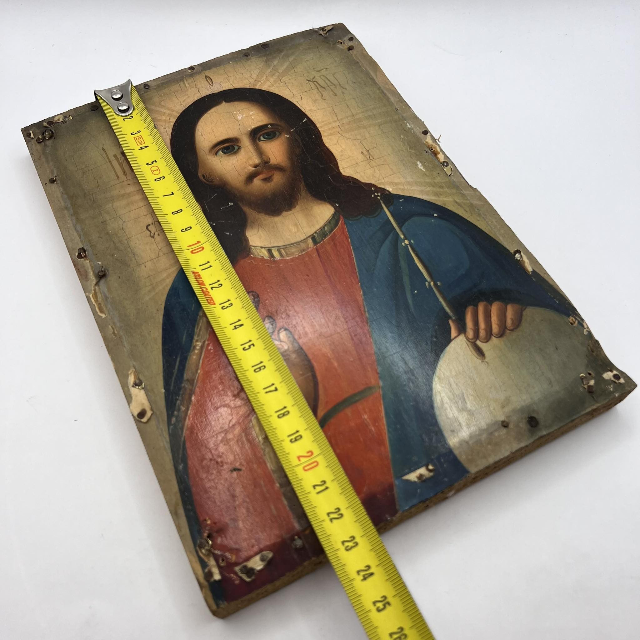 Handmade Vintage old Hand Oil Painting on Wood Christian Icon Jesus Size ONE SIZE - 3 Thumbnail