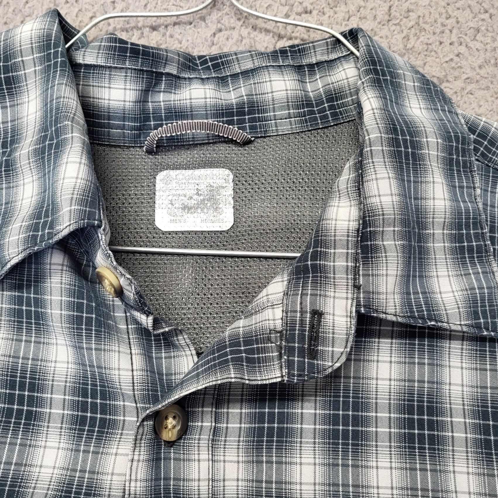Vintage Columbia Shirt Mens XL Black Gray Plaid Lightweight Pockets Omni-Shield Button Size US XL / EU 56 / 4 - 2 Thumbnail
