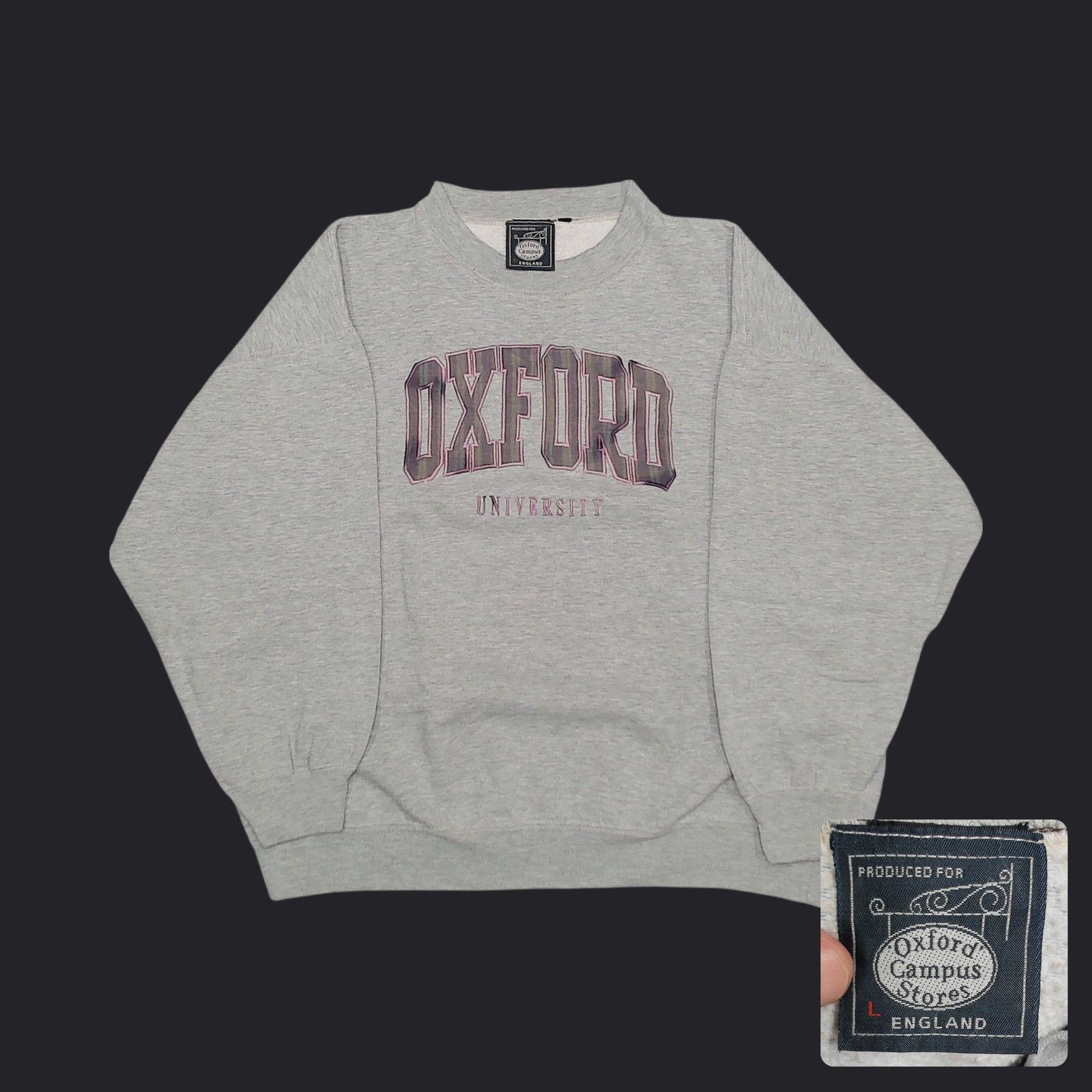 Vintage Vintage Y2K Boxy Oxford University Plaid Spellout Sweatshirt Size L / US 10 / IT 46 - 1 Thumbnail