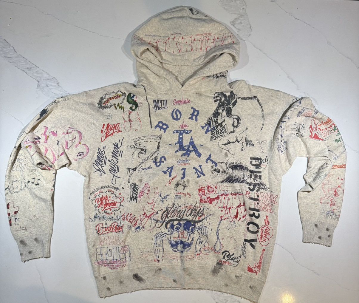 SAINT MICHAEL × BORN X RAISED BR HOODIE SAINT MICHAEL×Born x Raised 24SS LA WHITE BR HOODIE Graphic
