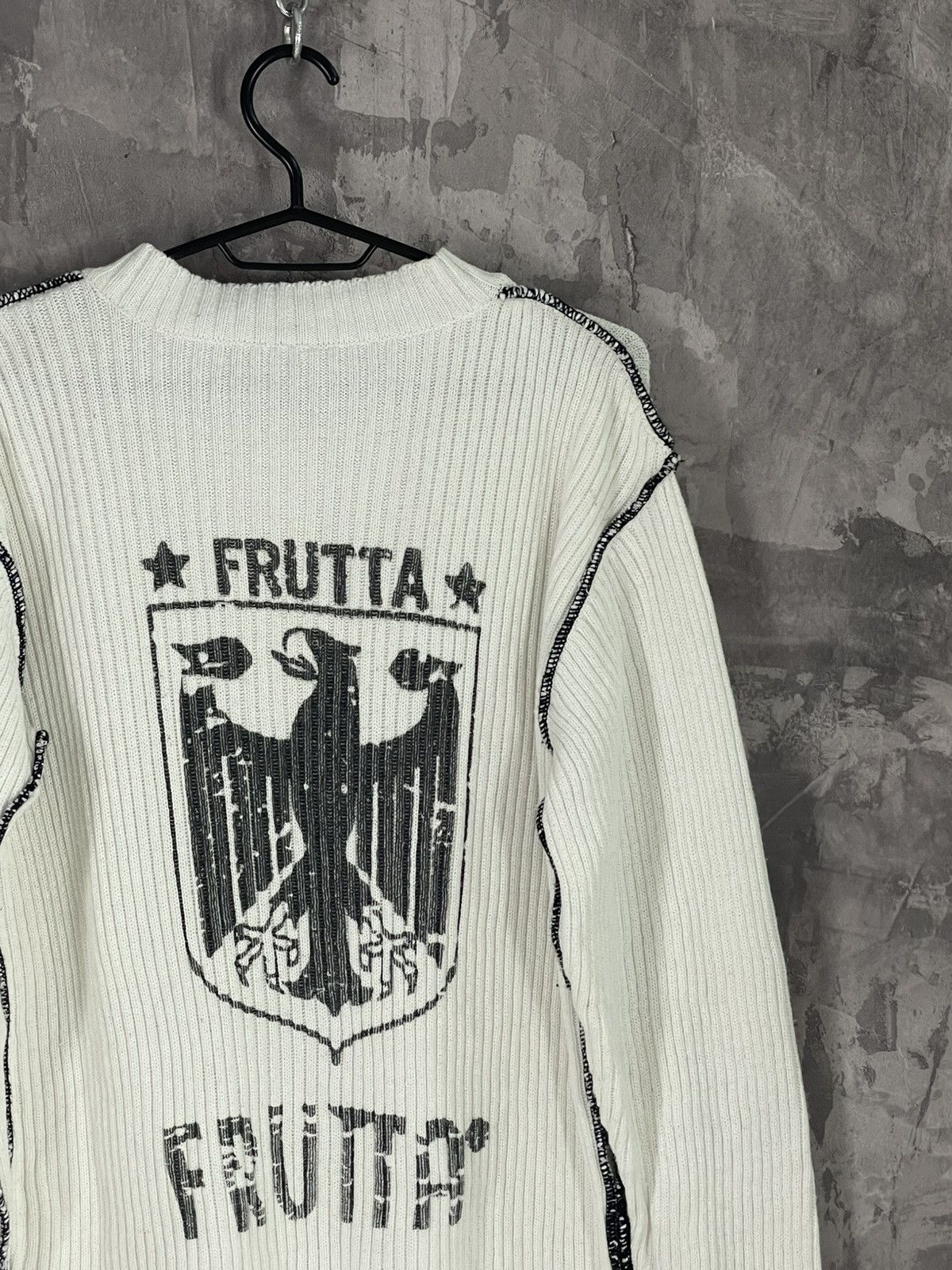 Diesel × If Six Was Nine × Le Grande Bleu (L.G.B.) 00s Japan Painted Knit Ribbed Sweater Maison Margiela Style Size M / US 6-8 / IT 42-44 - 4 Thumbnail