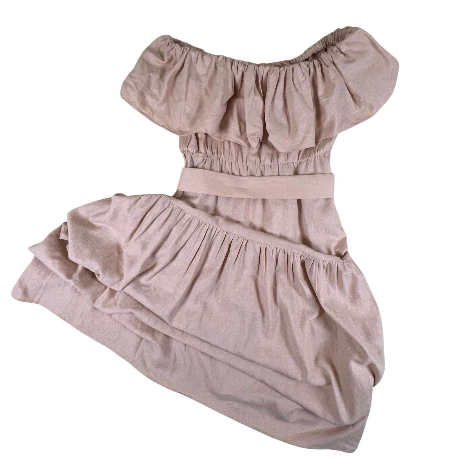 Topshop Blush Bardot Linen Midi Dress 6 | Romantic Coastal Topshop Size M / US 6-8 / IT 42-44 - 5 Thumbnail