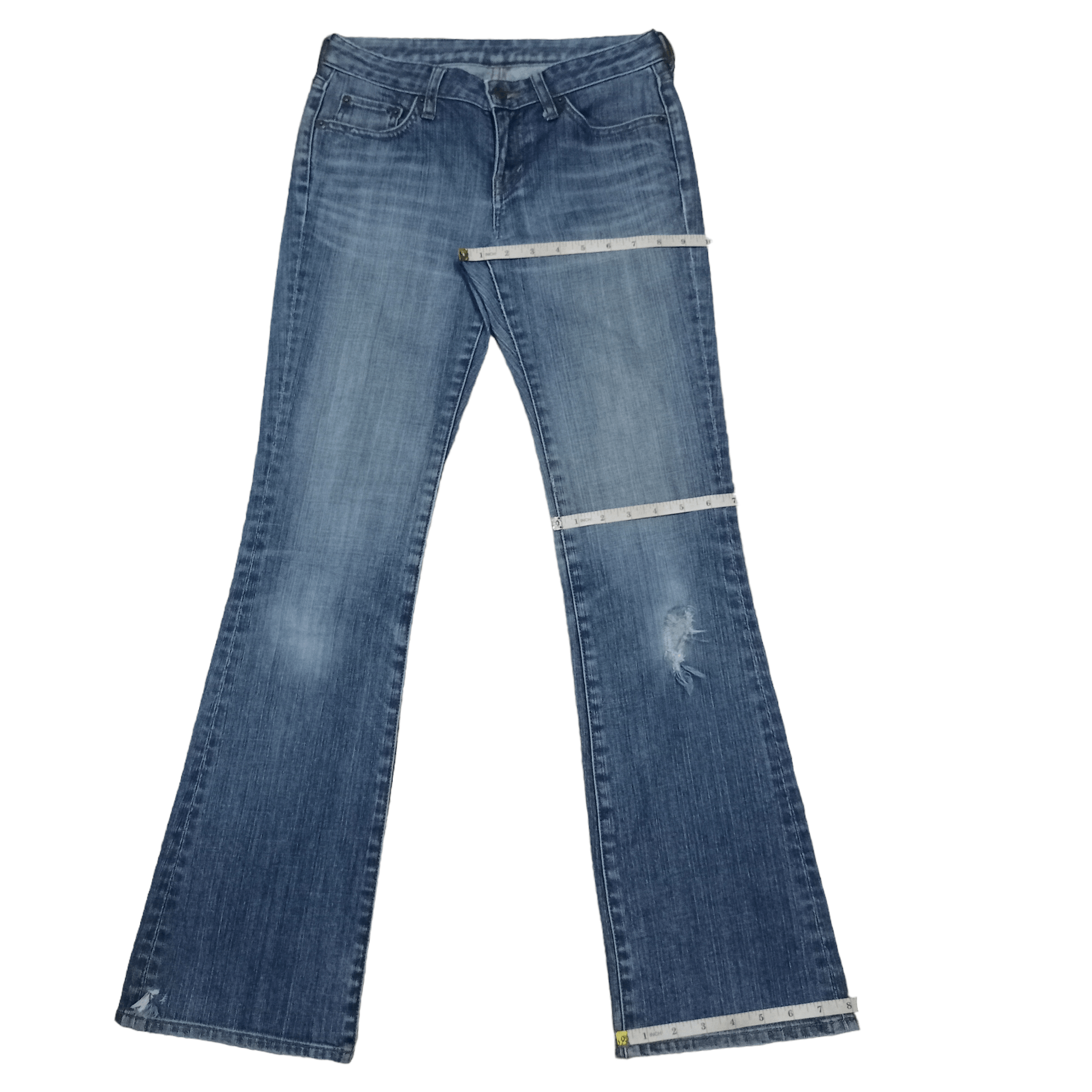 Japanese Brand × Uniqlo Vintage Japanese Uniqlo Blue Wash Ripped Flare Jeans 27x30 Size US 27 - 10 Thumbnail
