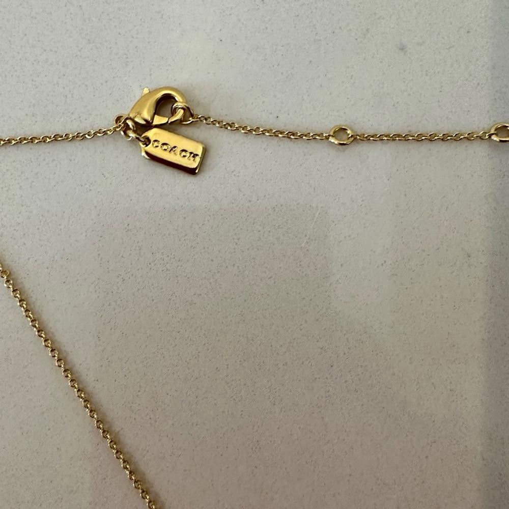 Coach COACH Open Circle Stone Crystal Gold Tone Necklace Size ONE SIZE - 6 Thumbnail