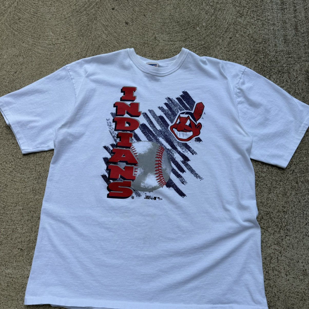MLB × Vintage VINTAGE 1995 CLEVELAND INDIANS BASEBALL GRAPHITTI STYLE TEE Size US L / EU 52-54 / 3 - 4 Thumbnail