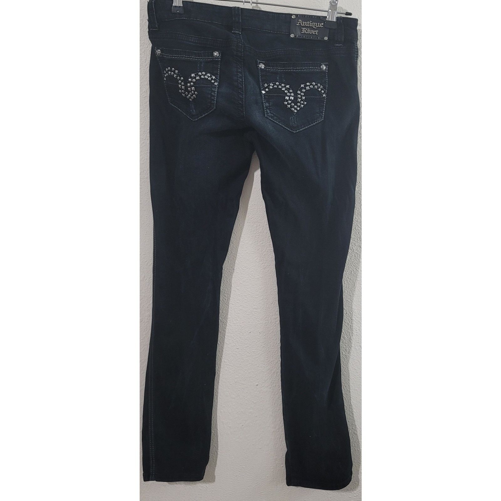 Other Antique Rivet Black Distressed Embellished Jeans 29 Size 32" / US 10 / IT 46 - 3 Thumbnail