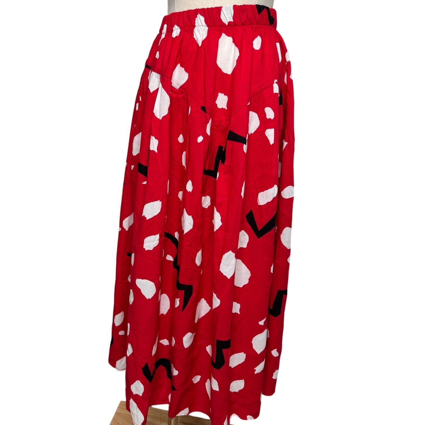 Vintage Vintage 80s abstract polkadot skirt red white black sz XS/S Size 24" / US 00 / IT 34 - 2 Thumbnail