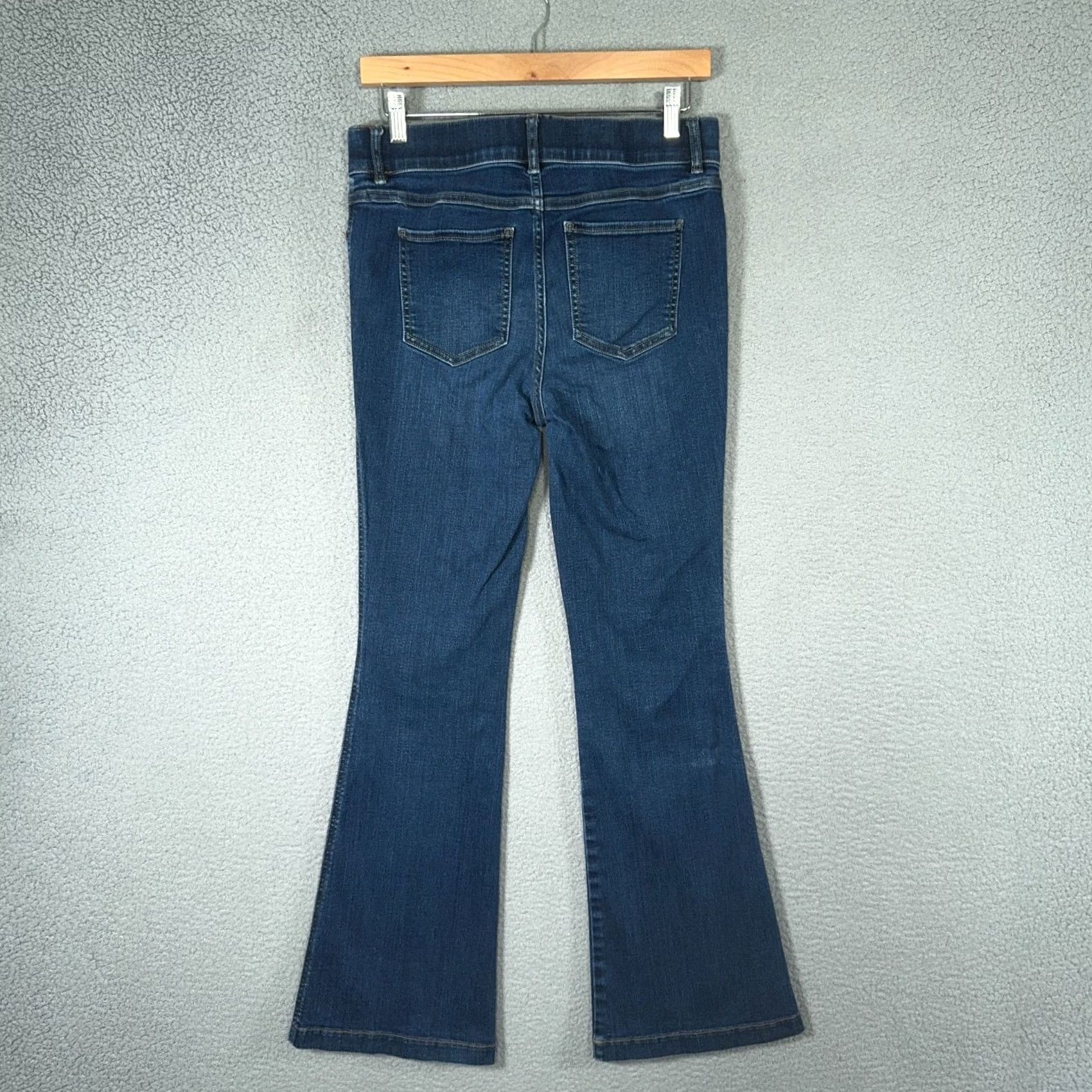 Spanx Spanx Jeans Women High Rise Slim Flared Flare Pull On 30X31 Denim Blue Stretch Cotton Blend Pockets Elastic Waist Medium M IT Size 30" / US 8 / IT 44 - 3 Thumbnail