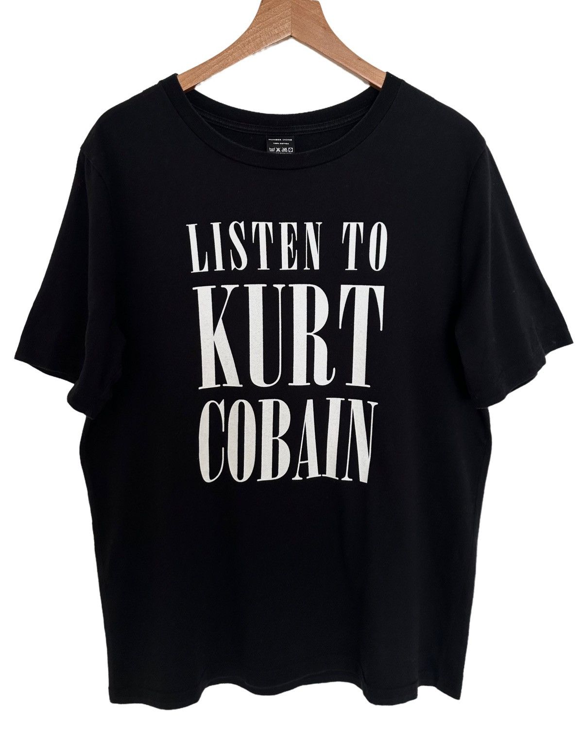 image of Number N Ine Number (N)Ine “Listen To Kurt Cobain” Black Tee Size 3, Men's